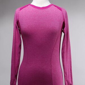 Lululemon Hot Pink Striped Thumb Holes Cuff Blouse